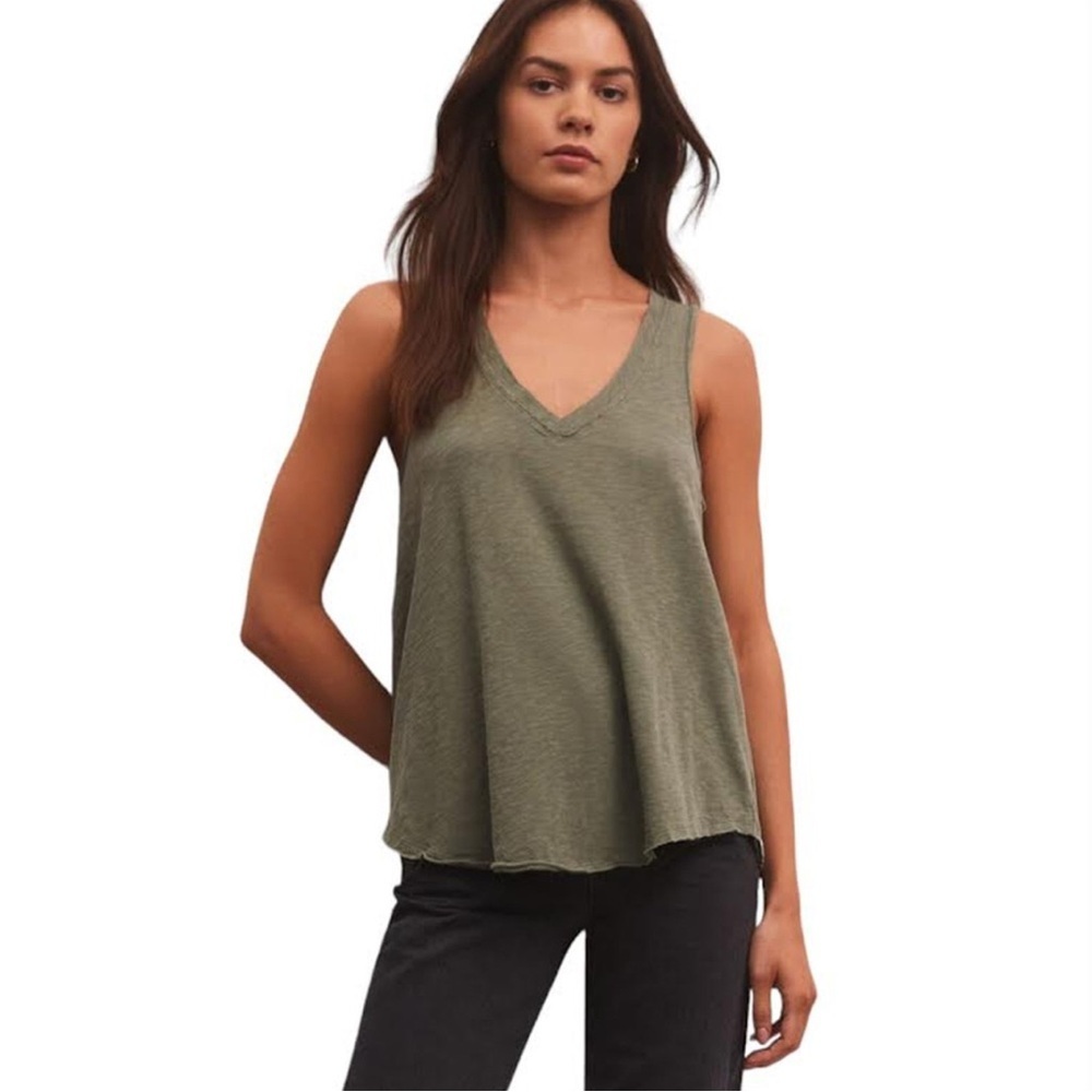 Z Supply Sun Drenched Vagabond Tank Top Evergreen XS